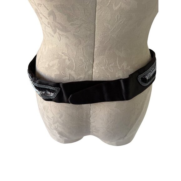 Michiko Womens Beaded Statement Belt Size M Dark Silver Scallop-shaped Vintage main image 7